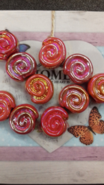 10 x  gemêleerde glans slakkenhuis oranje zalm roze 15 mm gat: 1mm