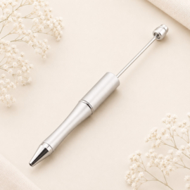 1 x Kunststof/metalen kralenpen 14,4 cm – staafje ca. 55 x 2 mm – zilverkleur