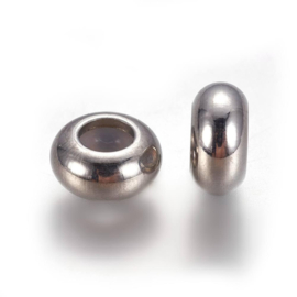 RVS 304 smart bead stopper ca. 8x 4mm gat 3,5mm (rubber gat Ø2mm)