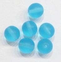 10 Stuks Glaskraal rond mat aqua-blauw 8 mm