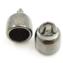 1 x DQ metaal eindkap hematiet kleur ca. 14 x 10mm Ø8mm (Nikkelvrij)
