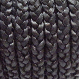 1 x Rol DQ leer plat gevlochten 5  x 2 mm Black Antique per 10 meter