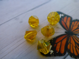 10 x Preciosa Kristal Bicone kleur geel 8,5mm  gat: 1mm