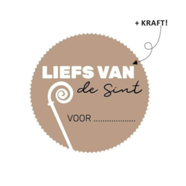 10 x Wensetiket zegelrond 44mm Kraft - Liefs van de sint