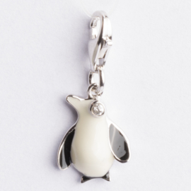 Be Charmed bedel Pinguïn met karabijnsluiting zilver met een rhodium laag (nikkelvrij)