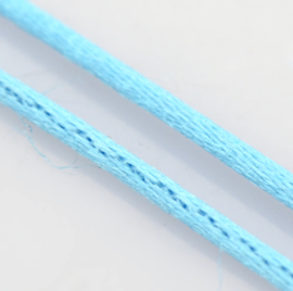 Rol met 30 meter satijn koord Nylon Marcramé koord 1mm kleur deep sky blue