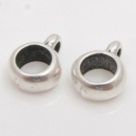 1 x DQ metaal ringetje hanger 6mm leer met oog 2,3 mm antiek zilver (Nikkelvrij)
