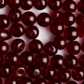 15 x Ronde Tsjechische kralen facet kristal 6mm kleur: donker rood Gat c.a.: 1mm