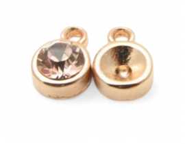 1 x  DQ metaal  Hanger voor SS29 (c.a. 6mm) Puntsteen Rose Goud 11,5 x 8,2 mm  oogje 2 mm (Nikkelvrij)