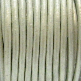1 x Rol DQ leer rond 2mm Zilver Grijs metallic per 25 meter