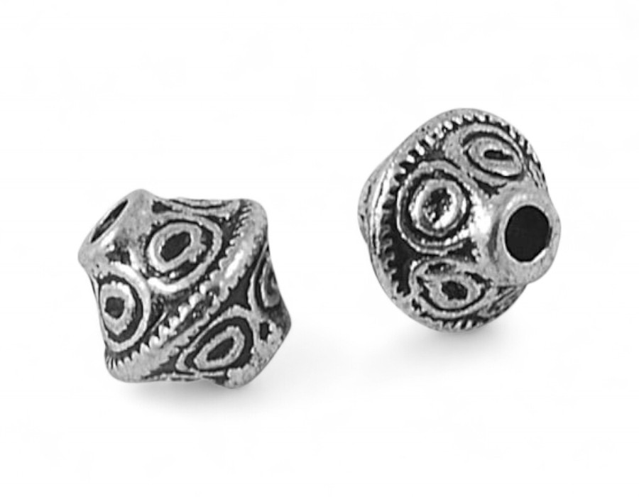 10 x Metalen tussenzetsel kraal 7 x 6 mm – antiek zilverkleur, gat 1,5 mm