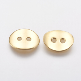 2 x RVS 316 bean beads varkensneus kraal knoop verdeler 10,5 x 14 x 1 mm – gat 2 mm – 18K Gold Plated