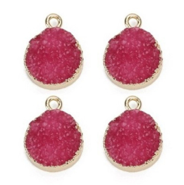 1 x  resin hanger druzy quartz 13,5 mm roze-goud 