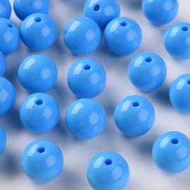 10 x Acryl kralen rond 16 x 15 mm – gat 2,8 mm – Deep Sky Blue