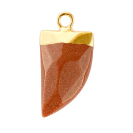 1 x Natuursteen hangers tand Sugar almond brown glitter-gold