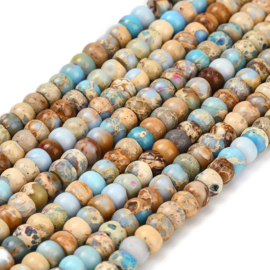 10 x Edelsteen kralen Imperial Jaspis rondelle 4 x 2–3 mm – gat 1,2 mm – gemixte kleuren