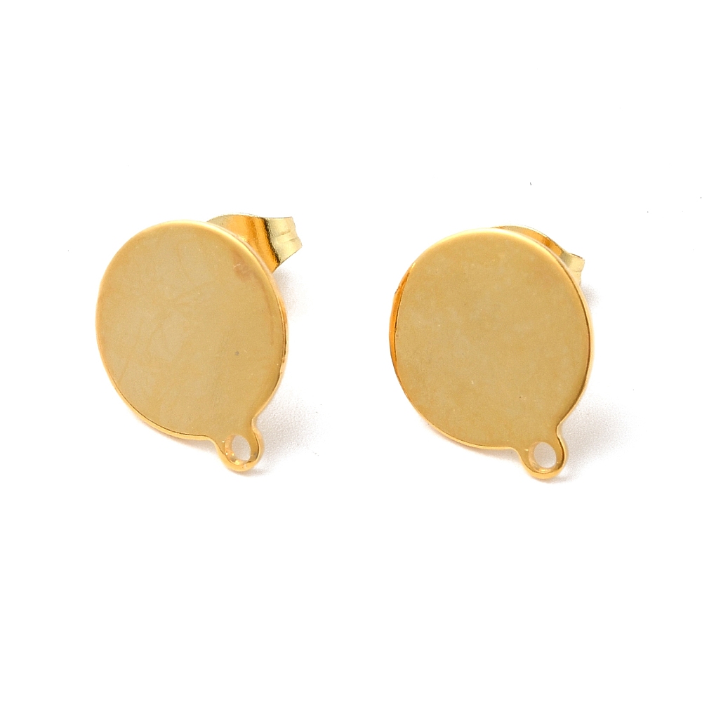 2 x oorbelsteker plat rond – ca. 14,5 x 12 mm – oogje: 1,4 mm – steker: 0,7 mm – rvs – 24K goldplated