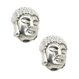 2 x Metalen Kraal Buddha 11 x 9 x 8mm Antiek Zilver Ø1.5 mm