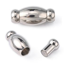 1 x RVS 304 magneetsluiting ovaal 24 mm – Ø 5 mm – RVS kleur (Nikkelvrij)