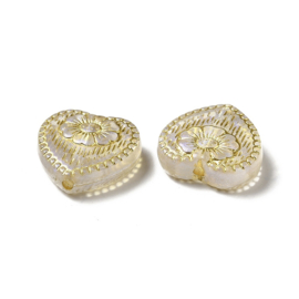 10 x Ornament hartjes kralen 18 x 17 x 6 mm – gat 1,6 mm – wit ♥