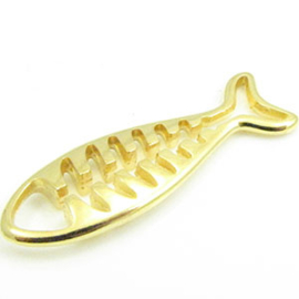 DQ metaal hanger vis 40x13mm goudkleur (Nikkelvrij)