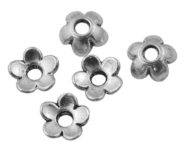 10 x Tibetaans zilveren kralenkapjes 6,5 mm