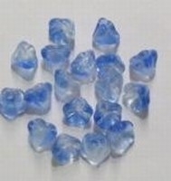 10 x Glaskraal tulp-model transparant-blauw gemeleerd 7 mm