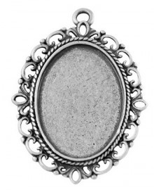 Houder R: Prachtige Camée of Cabochon houder. Binnenzijde: 18 x 25mm oogje 2mm
