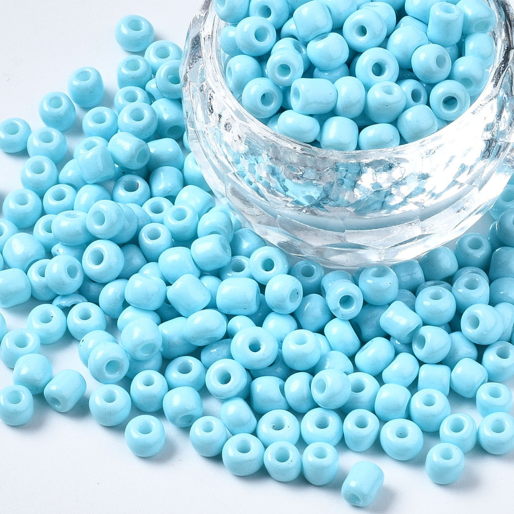20 gram glaskralen – rocailles 6/0 – ca. 4 mm – kleur Sky Blue