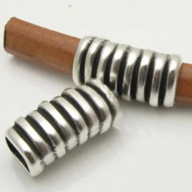 DQ metaal schuiver 26x14mm voor 10x6mm leer antiek zilvekleur (Nikkelvrij)