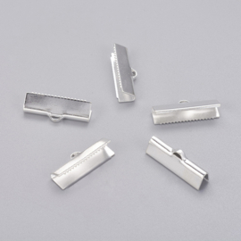 10 x  verzilverde veterklem 20 x 4mm
