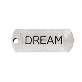 2 x Metalen Bedel Antiek Zilver Dream maat: 21x8 mm