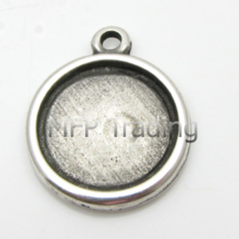 1 x DQ metaal setting  Ø35mm 1 oog antiek zilver kleur ca. 44 x 39 x 3mm oogje: 3,5mm (Nikkelvrij)