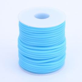 100 cm hol Rubber DQ koord 3mm gat: 1,5 mm Deep Sky Blue