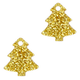 2 x Plexx bedels Christmas tree glitter Golden yellow ca. 15x14mm (Ø1.8mm)