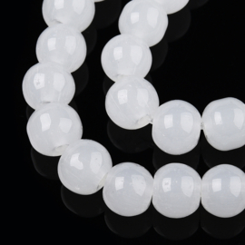 30 x Glaskralen imitatie jade rond 6-6,5 mm – gat 1,4 mm – Creamy White