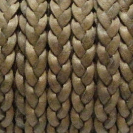 1 x Rol DQ leer plat 5 x 2mm gevlochten Natural Olive per 10 meter