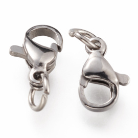 2x RVS 304 verbindingssluiting met ringen 10 x 7 x 3mm,  ring 5 x 0,6mm gat ring:  3,2mm