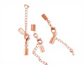 2 x Veterklem met sluiting en verlengketting 12 mm – klem 6 mm – rosegoudkleur