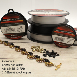 1 rol S-Lon Fire rijgdraad 0,12 mm – 4 LB – 13,7 meter – Crystal