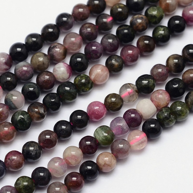 10 x edelsteen kralen van Toermalijn – 4 mm – gemixte kleuren – gat ca. 1 mm