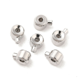 4 x Messing knijpkralen 4 x 3 x 2,5 mm – gat Ø 0,8 mm – platinumkleur (nikkelvrij)
