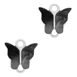 2 x Resin hangers tussenstuk vlinder Silver-anthracite