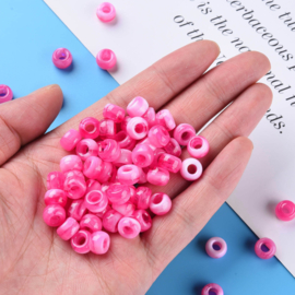 15 x Two tone acryl kralen rondellen 11 x 8 mm – gat 5 mm – Deep Pink