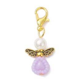 1 x Geluksengeltje met clip 33 mm – pastel kleur – goudkleur