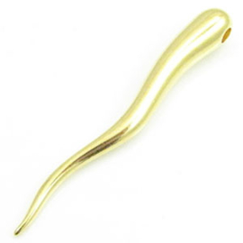 DQ metaal hanger druppel kronkel 49x6mm goudkleur,oogje 2,8 mm (Nikkelvrij)