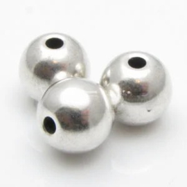 1 x DQ metaal kraal antiek zilver kleur 10mm, gat 2,5mm (Nikkelvrij)
