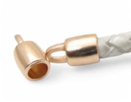 1 x DQ metaal Eindkap 14 x 8 mm diameter 5 mm oogje 3 mm Rose goud kleur (Nikkelvrij)