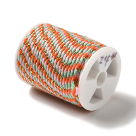 1 rol Metallic gevlochten koord – katoen/polyester mix – 1,5 mm – Pearl Pink Blue met goudkleurige draad – 4 meter