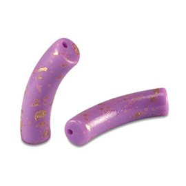 5 x Acryl kralen tube shiny Purple-gold ca. 33x8mm (gat Ø1.7mm)